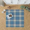 Blue Grey Check Plaid Rug