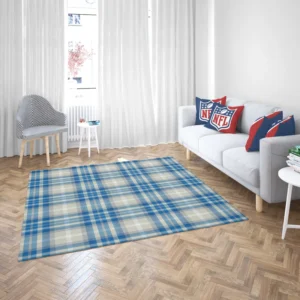 Blue Grey Check Plaid Rug 2