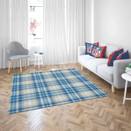 Blue Grey Check Plaid Rug 2