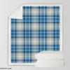 Blue Grey Check Plaid Sherpa Fleece Blanket