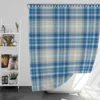 Blue Grey Check Plaid Shower Curtain