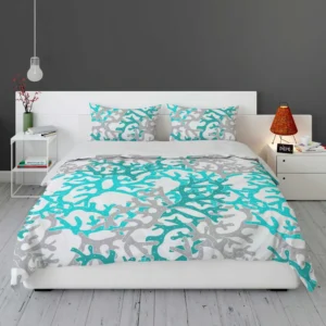 Blue Grey Coral Reef Pattern Bedding Set 1