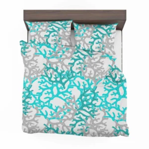 Blue Grey Coral Reef Pattern Bedding Set 2