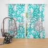 Blue Grey Coral Reef Pattern Curtain