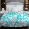 Blue Grey Coral Reef Pattern Duvet Cover