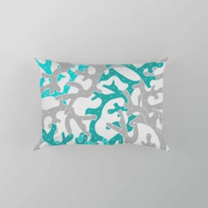 Blue Grey Coral Reef Pattern Pillow Case