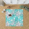 Blue Grey Coral Reef Pattern Rug