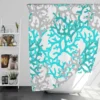 Blue Grey Coral Reef Pattern Shower Curtain