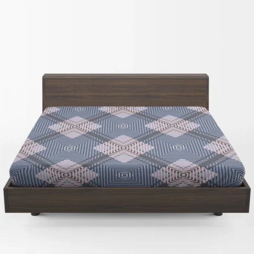 Blue Grey Plaid Pattern Fitted Sheet 1