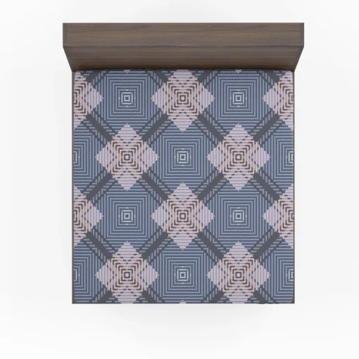 Blue Grey Plaid Pattern Fitted Sheet