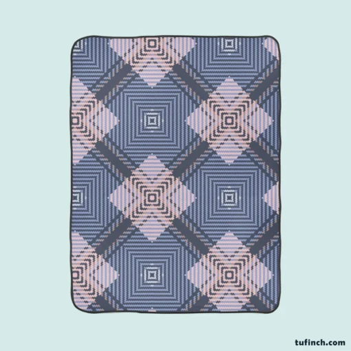 Blue Grey Plaid Pattern Fleece Blanket 1