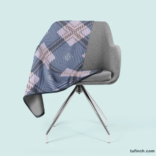 Blue Grey Plaid Pattern Fleece Blanket 2