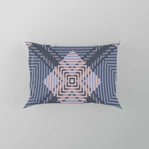 Blue Grey Plaid Pattern Pillow Case