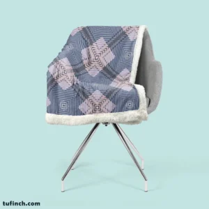 Blue Grey Plaid Pattern Sherpa Fleece Blanket 2