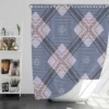 Blue Grey Plaid Pattern Shower Curtain