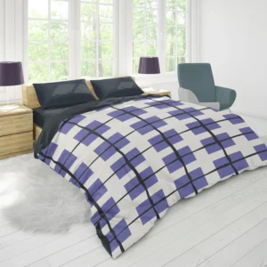 Blue Grid Pattern Square Plaid Duvet Cover 1