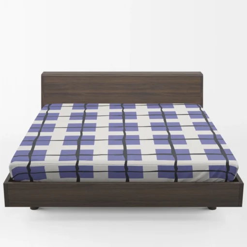 Blue Grid Pattern Square Plaid Fitted Sheet 1