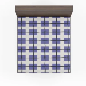 Blue Grid Pattern Square Plaid Fitted Sheet