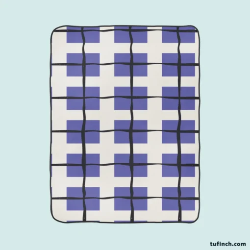 Blue Grid Pattern Square Plaid Fleece Blanket 1