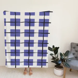 Blue Grid Pattern Square Plaid Fleece Blanket