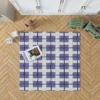 Blue Grid Pattern Square Plaid Rug