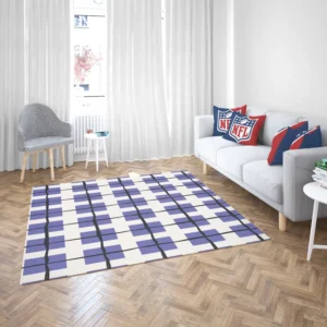 Blue Grid Pattern Square Plaid Rug 2