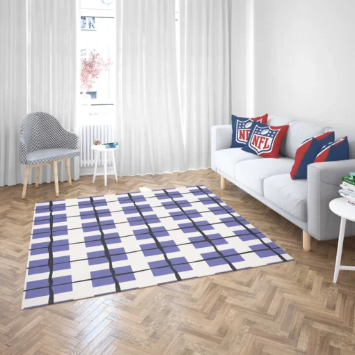 Blue Grid Pattern Square Plaid Rug 2