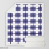 Blue Grid Pattern Square Plaid Sherpa Fleece Blanket