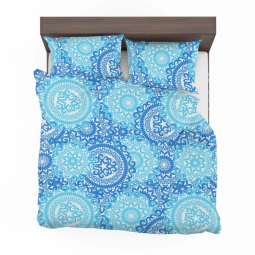 Blue Ice Blue Mandala Circle Pattern Bedding Set 2