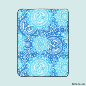 Blue Ice Blue Mandala Circle Pattern Fleece Blanket 1