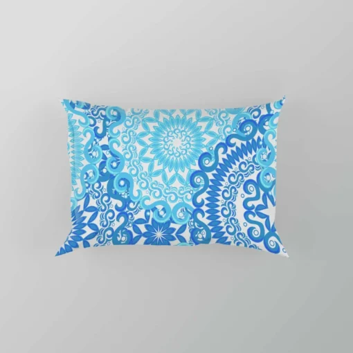 Blue Ice Blue Mandala Circle Pattern Pillow Case