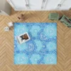 Blue Ice Blue Mandala Circle Pattern Rug