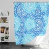 Blue Ice Blue Mandala Circle Pattern Shower Curtain