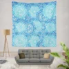 Blue Ice Blue Mandala Circle Pattern Wall Tapestry