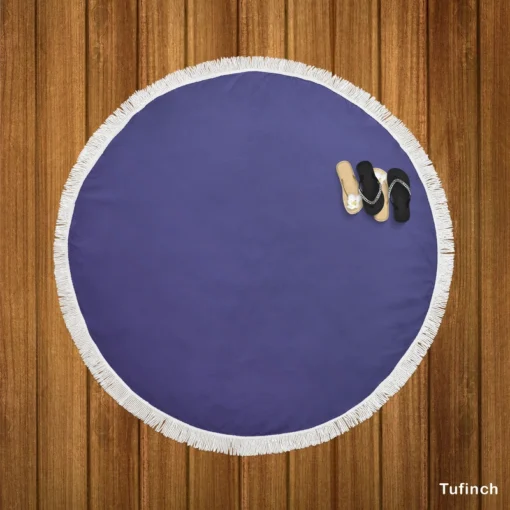 Blue Indigo Color Round Beach Towel