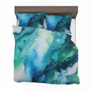 Blue Ink Abstract Watercolor Bedding Set 2