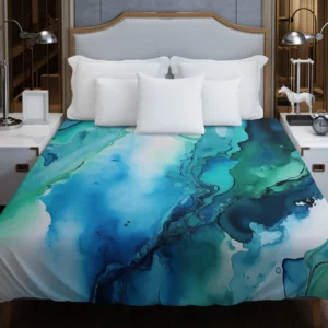 Blue Ink Abstract Watercolor Duvet Cover