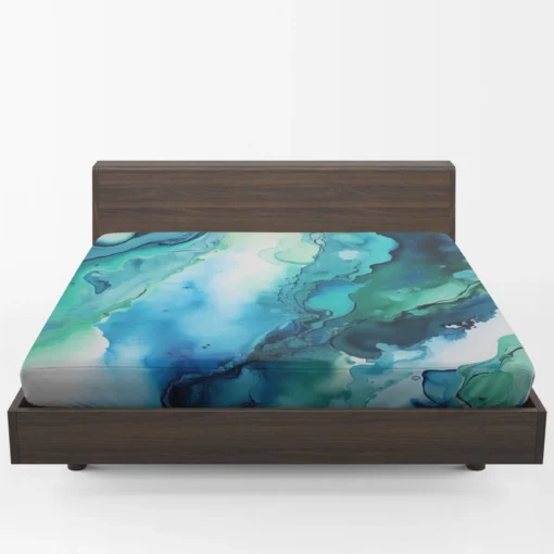 Blue Ink Abstract Watercolor Fitted Sheet 1