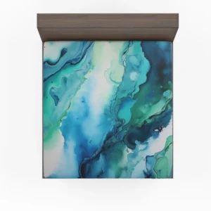 Blue Ink Abstract Watercolor Fitted Sheet