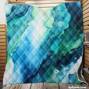 Blue Ink Abstract Watercolor Quilt Blanket