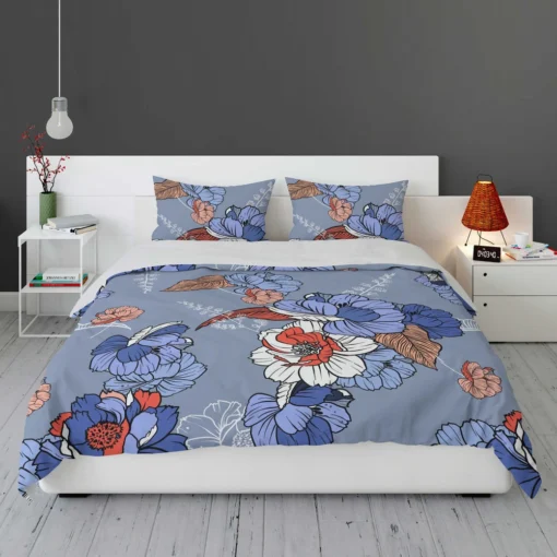 Blue Itoh Peony Flower Bedding Set 1