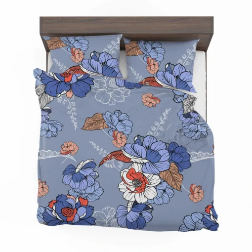 Blue Itoh Peony Flower Bedding Set 2