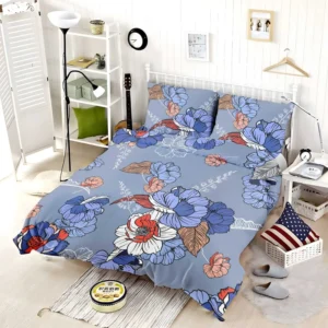 Blue Itoh Peony Flower Bedding Set