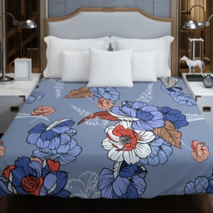 Blue Itoh Peony Flower Duvet Cover