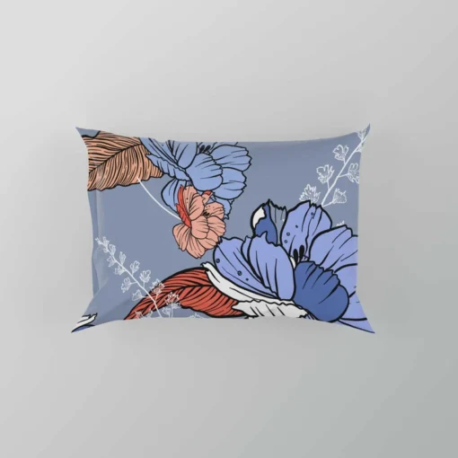 Blue Itoh Peony Flower Pillow Case