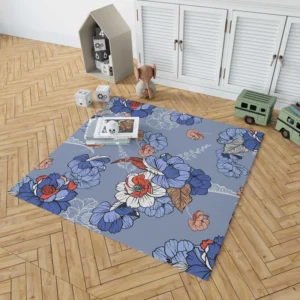 Blue Itoh Peony Flower Rug 1