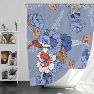 Blue Itoh Peony Flower Shower Curtain