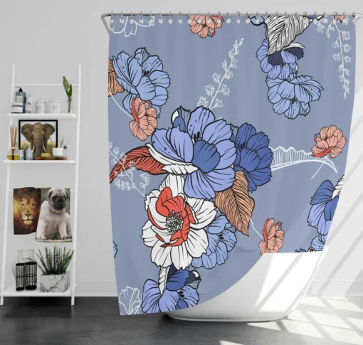 Blue Itoh Peony Flower Shower Curtain