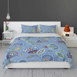 Blue Jacobean Floral Bedding Set 1