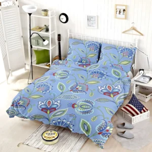 Blue Jacobean Floral Bedding Set